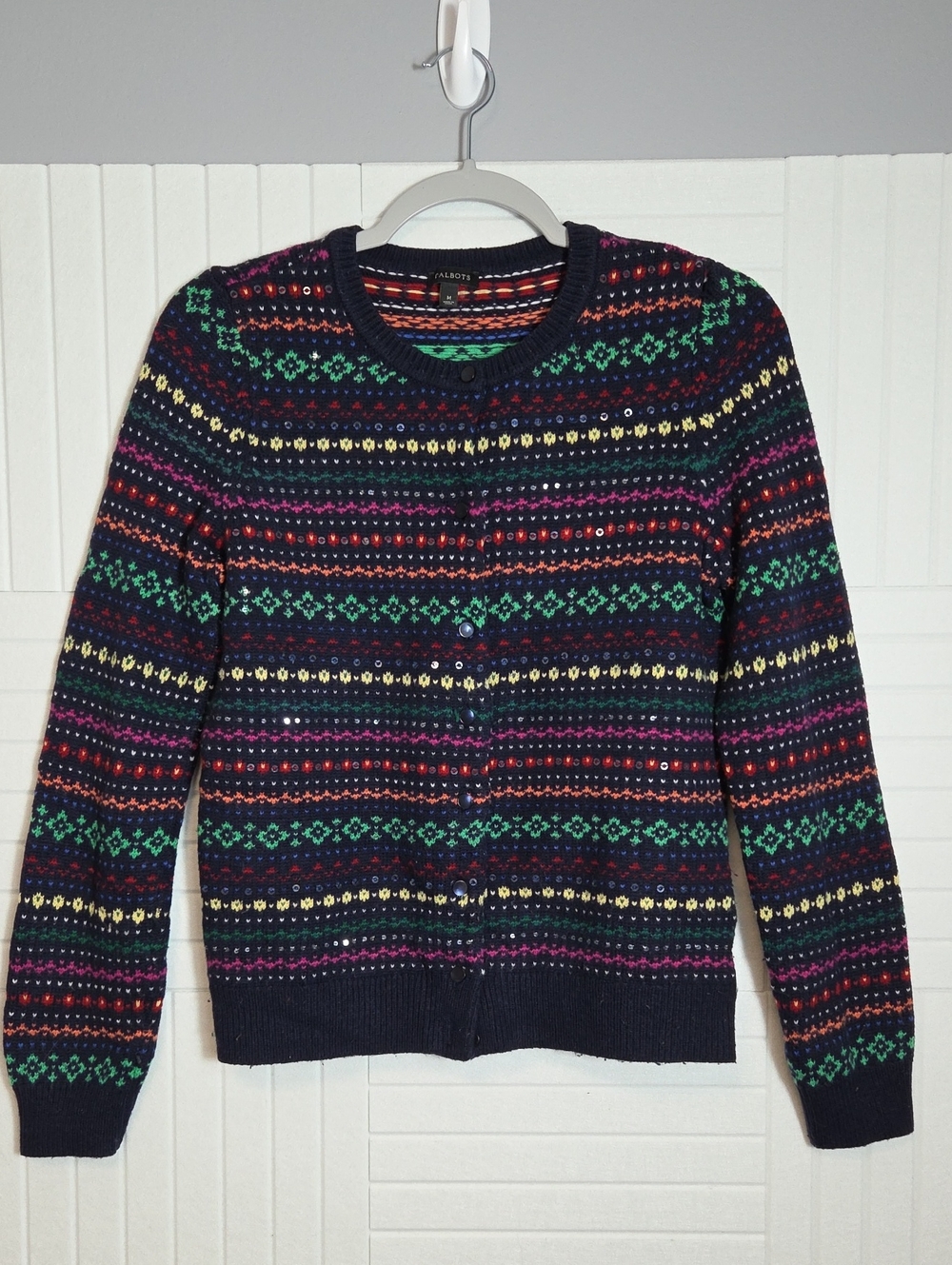 Talbots Multicolor Sequin Cardigan Sweater Size M